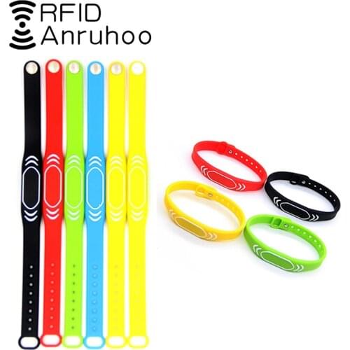 5PCS ISO14443 Smart Chip Wristband RFID Read Only Token 13.56Mhz 1K S50 Key Access Control Waterproof Badge Adjustable Ring