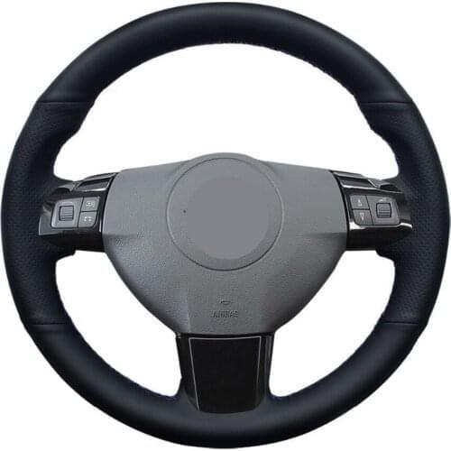 Black Car Steering Wheel Cover Hand-stitched Genuine Leather For Opel Astra (H) 2004-2009 Zaflra (B) 2005-2014 Signum 2005