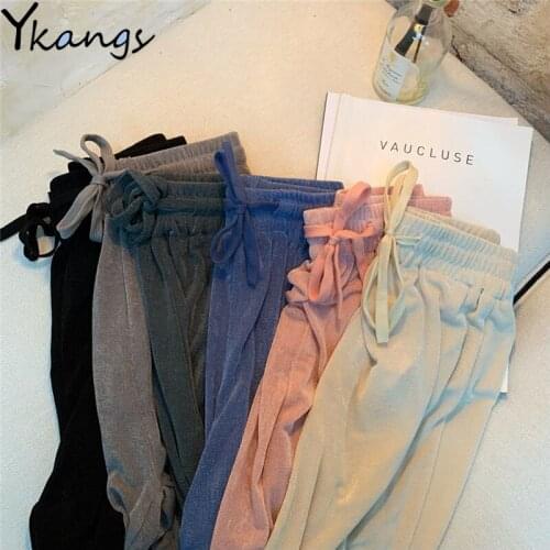 Womens Pants Casual Plus Size Draped Pants Loose Elastic High Waist Pants Korean Trousers Women Straight Baggy Pants Streetwear