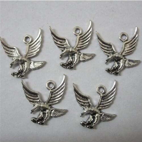 High quality 10 PCS/Lot 14.3mm*22.1mm alloy silver plated small hawk charms