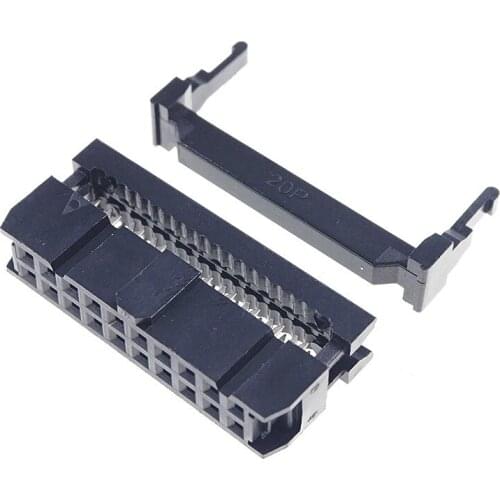 100 Pcs 0.100" 2.54mm 20 Pin dual Row IDC Connector 2 rows 20 position Rectangular Female Socket Receptacle Ribbon Cable FC-20