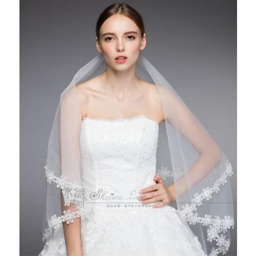 2018 Free to send White/Ivory/ Two Layers Short Wedding Veils TS0120