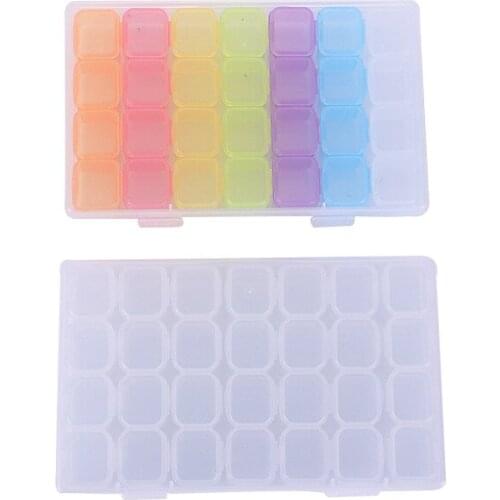 28 Grids Diamond Painting Plastic Storage Box Nail Art Rhinestone Tools Beads Storage Case Organizer Holder kit