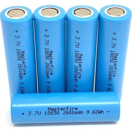 30PCS/LOT MasterFire 18650 2600mah 3.7V 9.62Wh Rechargeable Lithium-ion Battery Li-ion Batteries Cell For Flashlights Torch