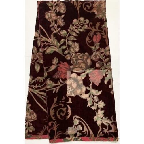 5yards/pc) beautiful African party lace high quality wine color velvet lace fabric with flowers pattern for party dress VBL20