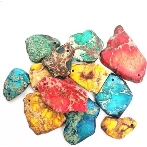7PCS New Imperial Jasper Stone Pendants Mix Colors 15-20MM Beads Chips Wholesale Price With Free Shippings