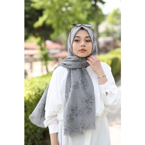 AFVENTE women flower pattern shawl gray muslim clothing Islamic hijab fashion scarf 2021 cover