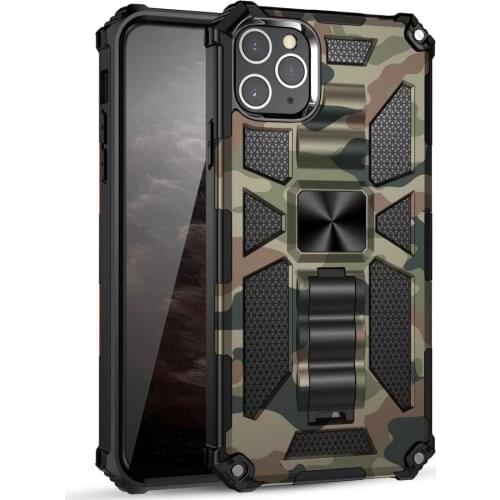 Armor Funda Case for iPhone 12 Pro Max 12 Mini XS XR 7 8 Plus Camouflage Coque Shockproof Protective Stand Phone Case Cover Capa