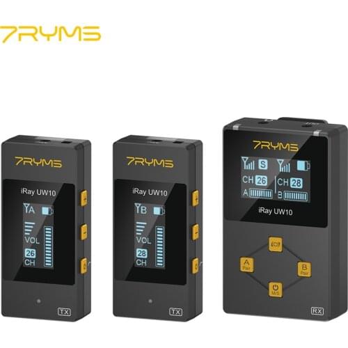 7YRMS iRay UW10 Mini UHF Wireless Microphone System Interview Lavalier Mic for Camera Smartphone Video Recording Live