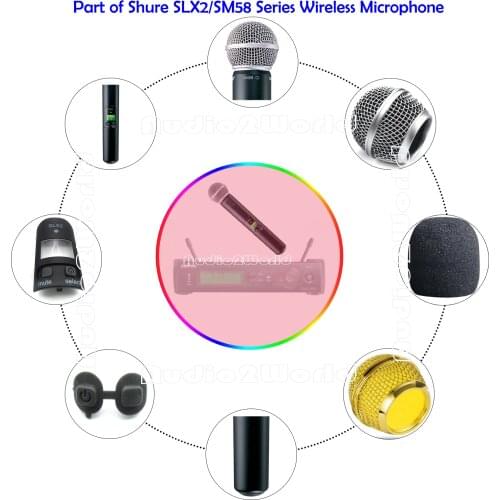 BINYEAE Wireless Mic Cover,Battery Cap,Switch Button,Capsule,Grille for shure SM58 SLX2
