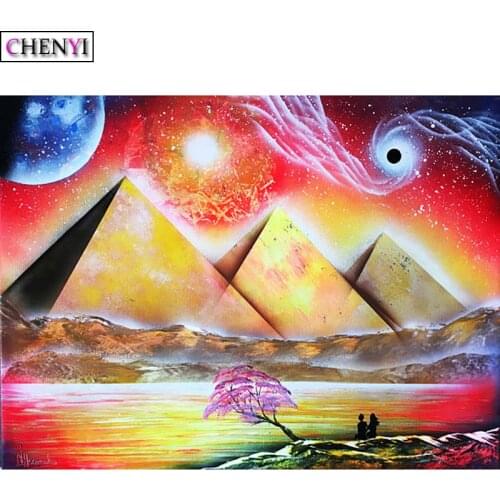 CHENYI 5D Diamond Painting Full Drill Square Pyramids and Stars Diamond Embroidery Cross Stitch Rhinestones Home Decor Modern