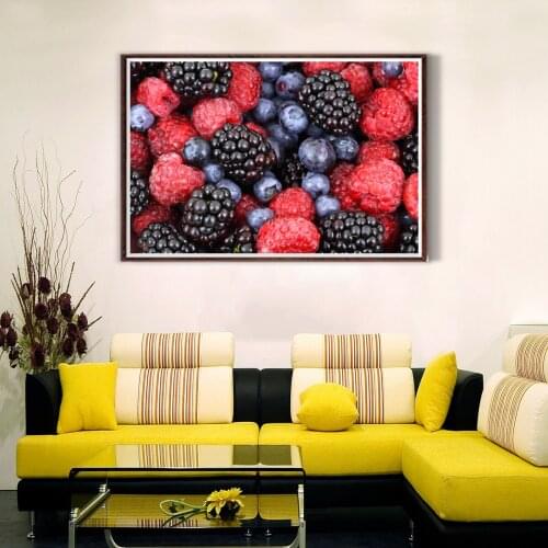 Blueberry Blackberry Fruits Creative Poster Canvas Print Painting Wall Art Living Room Home Decoration