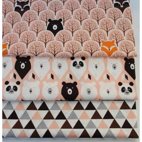 Cute Cartoon Animals Forest Tree Bear Geometry Printed 100% Cotton Fabric baby cloth bedding cushion patchwork handwork decor