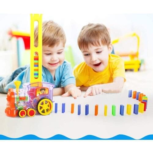 Domino Train Domino Blocks Set Building Stacking Toy Blocks Domino Set for 3-7 Year Old Boys Girls Kids Gifts