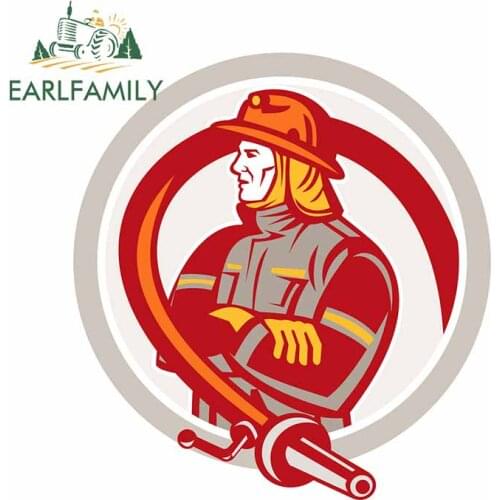 EARLFAMILY 13cm x 12.1cm For Fireman Firefighter Personality Car Sticker DIY Motorcycle Decal Waterproof Car Door Protector