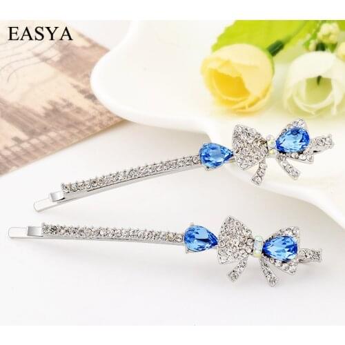 EASYA Elegant Cute Rhinestone Bowknot Hair Clip Pins Minimalist Delicate Crystal Metal Alloy Hairwear Hair Accessories Jewelry