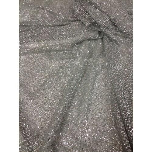 French Net Lace fabric SYJ-92716 for evening dress hot sale glued glitter French tulle Material Net Lace fabric