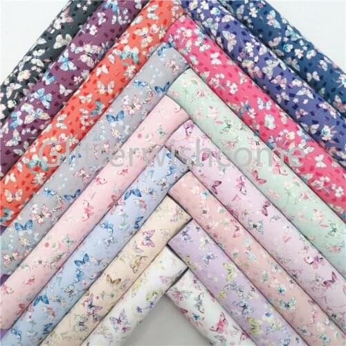 Glitterwishcome 21X29CM A4 Size Vinyl For Bows Printed Butterfly Leather Fabirc Faux Leather Sheets for Bows, GM375A