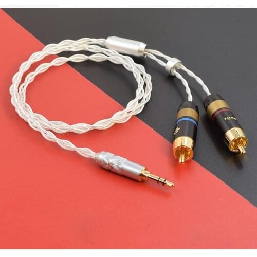 Hifi Pure Silver Gold Palladium Alloy 3.5mm/4.4mm/2.5mm/Type-C To Dual 2 RCA Cable For Upgrade Speaker Power Amplifier Decoder
