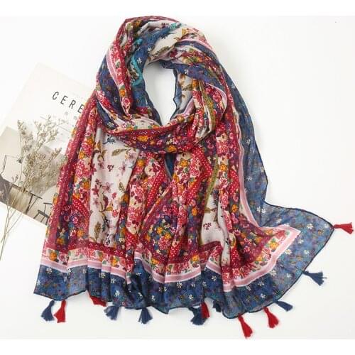 Desigual Spain Print Flower Cotton Scarf Muslim Woman Veil Viscose Head Scarf Floral Pareo Muslin Hijab Womens Bandana 2021 1PC