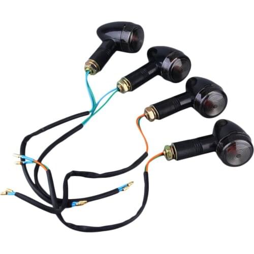 ICOCO 4X Universal Motorcycle Black Mini Turn Signals Blinker Smoke Lens Pack Light Amber Color Motorbike Flashes Racer