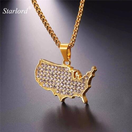 America Map Necklace Pendant Gold/Silver/Rose Gold America Jewelry Patriotic Necklace USA Jewelry Map Charm Necklace GP2574