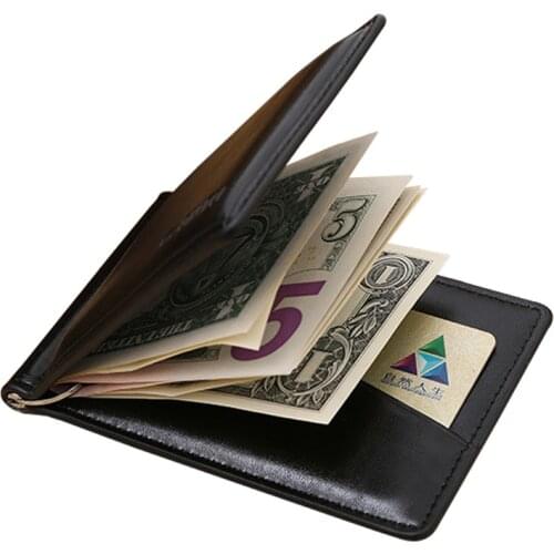 Hot Sale Mens Leather Money Clip Wallet With Coin Pocket Zipper Bag For Man Portable Magnet Hasp Purse Credit Card Cash Holder