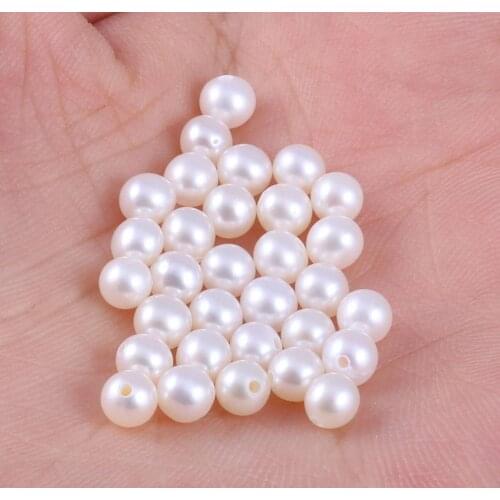 Natural Freshwater Pearl Bead Round Semi-porous Loose Beads For jewelry making DIY necklace earring bracelet accessories