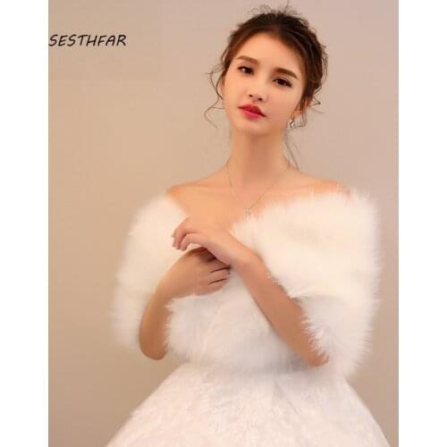 Bride Fur Shawl Wedding Jackets Wrap Wedding Bolero Outerwear Accessories Urged Wrap Bride Formal Winter Cape PJ018