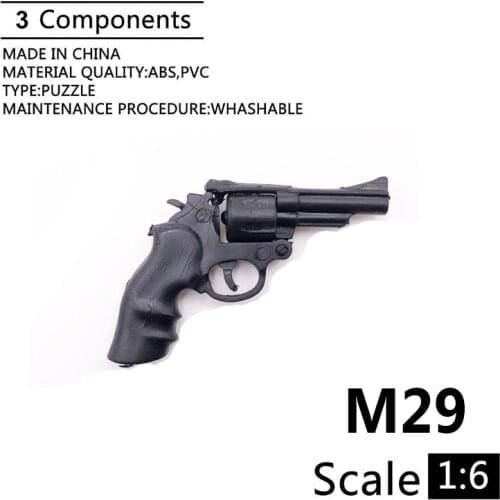 1:6 M29 Revolver Gun Model For 12" Action Figure Plastic Black Soldier Weapon Accessory