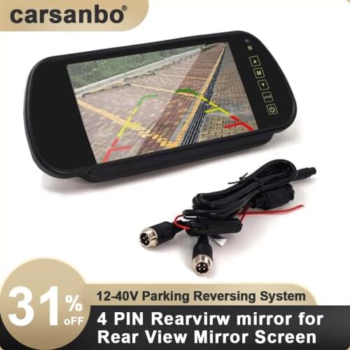 7 Inch Rearview Mirror Monitor 4PIN Support 12-40V Parking Reversing System Car Monitor for HD Car Rear View Mirror Screen