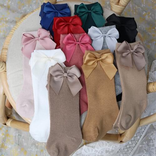 New Brand Baby Toddlers Socks Autumn Winter Children Girls Knee High Long Sock Cotton Big Bow Spanish Style Kids Floor Socks