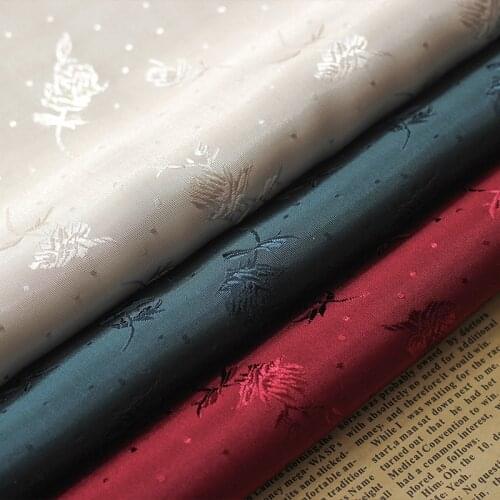 From 5meters NEW6 9 Colors Rose Flower Jacquard Satin Fabric DIY Materials/Dress /Cheongsam/DIY Sewing Fabric Restoring Ancient