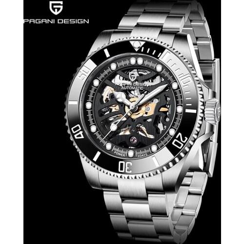 PAGANI DESIGN Men Stainless Steel Automatic Watch Top Brand Waterproof Mechanical Wristwatch Luxury Business Watches Men relogio