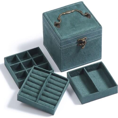 Creative Chinese Style Retro Portable Mini Three-layer Necklace Jewelry Box Ring Storage Box Earrings Book Antique Jewelry Box