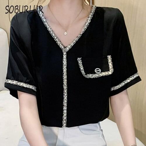SOBURLUR Basic Crop Top Woman Clothes Womens T-shirts Tops for Girls Casual Female Short sleeve Tshirt Korean Style 2021 Summer