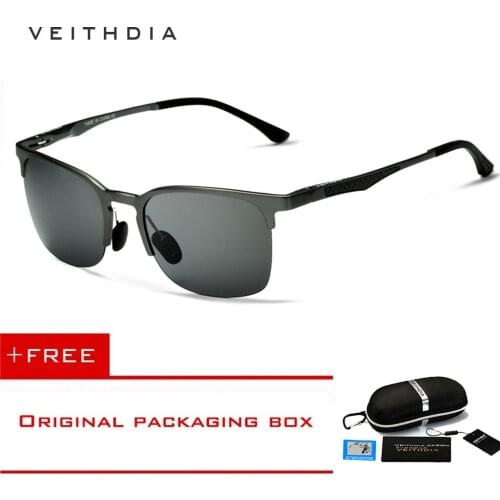 VEITHDIA Brand Unisex Aluminum Magnesium Semi Rimless Sunglasses Polarized Mirror Vintage Eyewear Sun Glasses Men/Women 6631