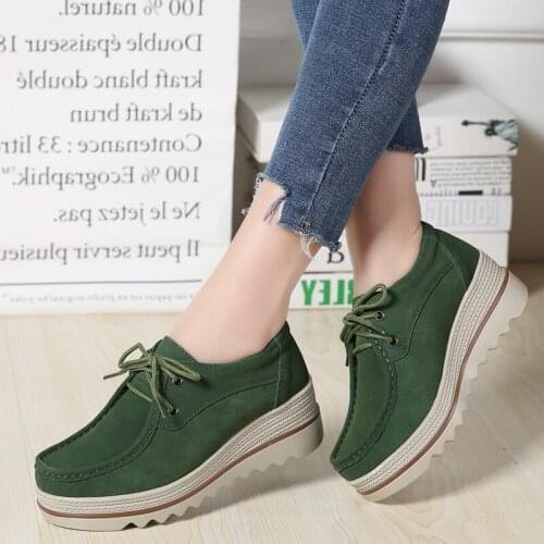 5 Colors Genuine Leather Women Slip On Flat Shoes Casual Loafers Nubuck Cow Suede Sneakers Ladies Shallow Footwear Size 35-42