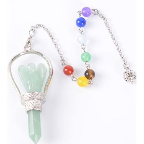 Ethnic Tribe Totem Necklace Pendant Big Size Natural Gems Stone Hexagonal Prism Suspension Crystal Jewelry Pendants D656—D659