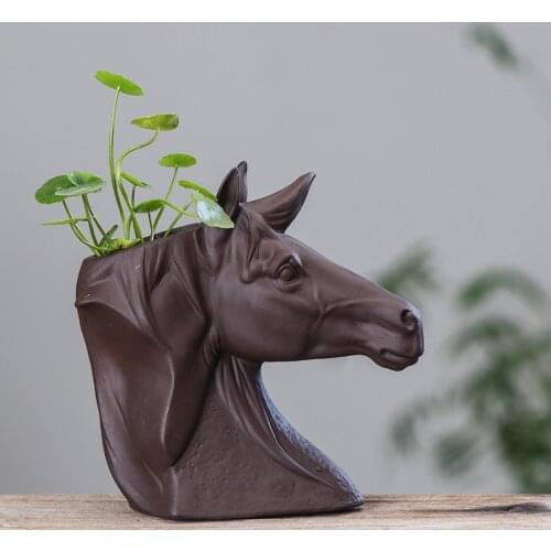 Horse Head Shape Ceramic Flower Pot Home Living Room Desktop Green Plants Succulents Flower Arrangement Flower Pot Decoration