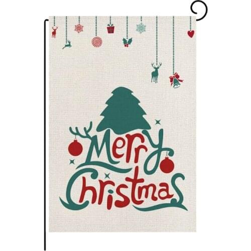 69HC Merry Christmas Garden Flag Xmas Tree Flags Double-Sided Print Rustic Winter New Year Outdoor Flag