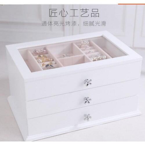 Select color and Style Jewelry box wooden princess European-style Korean pastoral drawer ornaments give girlfriend birthday gift