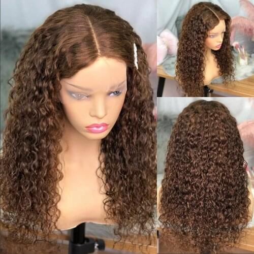 180% Density Medium Ratio Honey Blonde Kinky Curly Brown Lace Front Wig For Women Human Remy Hair Babyhair Preplucked Brazilian