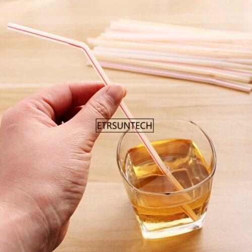 200Set Disposable Curved Plastic Drinking Straw Cocktail Lounge Wedding Birthday Party Special Summer Drinking Straws Tube