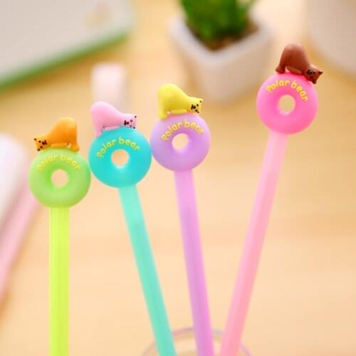 4pcs Polar Bear Gel Pen 0.5mm Ballpoint Black Color Ink Pens for Writing Cute Gift Stationery Office School Supplies A6237