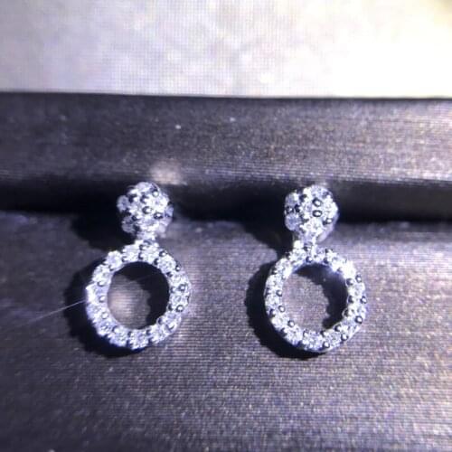 AEAW Luxury Diamond Stud Earrings Real 18k White Gold Natural 0.12cttw Pave Setting Diamond Wedding Earrings For Women