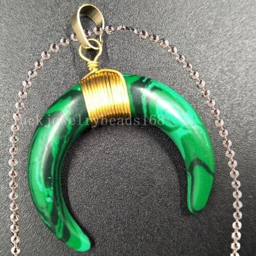 Free Shipping Women Fashion Jewelry Malachite Art Necklace With Chain 1pcs C5488