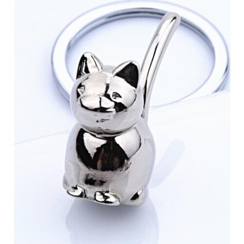 3D Cat Keychain Cute Key Ring For Women Kitten Lucky Cat Key Chain Key Holder Mens Car Portachiavi Chaveiro Llaveros Bag Charm