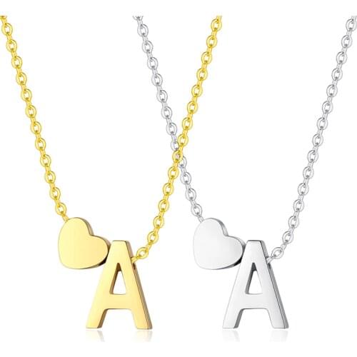 Heart Alphabet Pendant Necklace Punk Hip-Hop Style Fashion Woman Man Initial Name Jewelry Wholesale