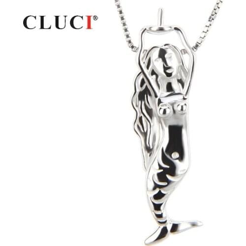 CLUCI 925 Sterling Silver Pendant for Women Necklace Jewelry Making Silver 925 Pearl Pendant Mounting Women Jewelry SP026SB